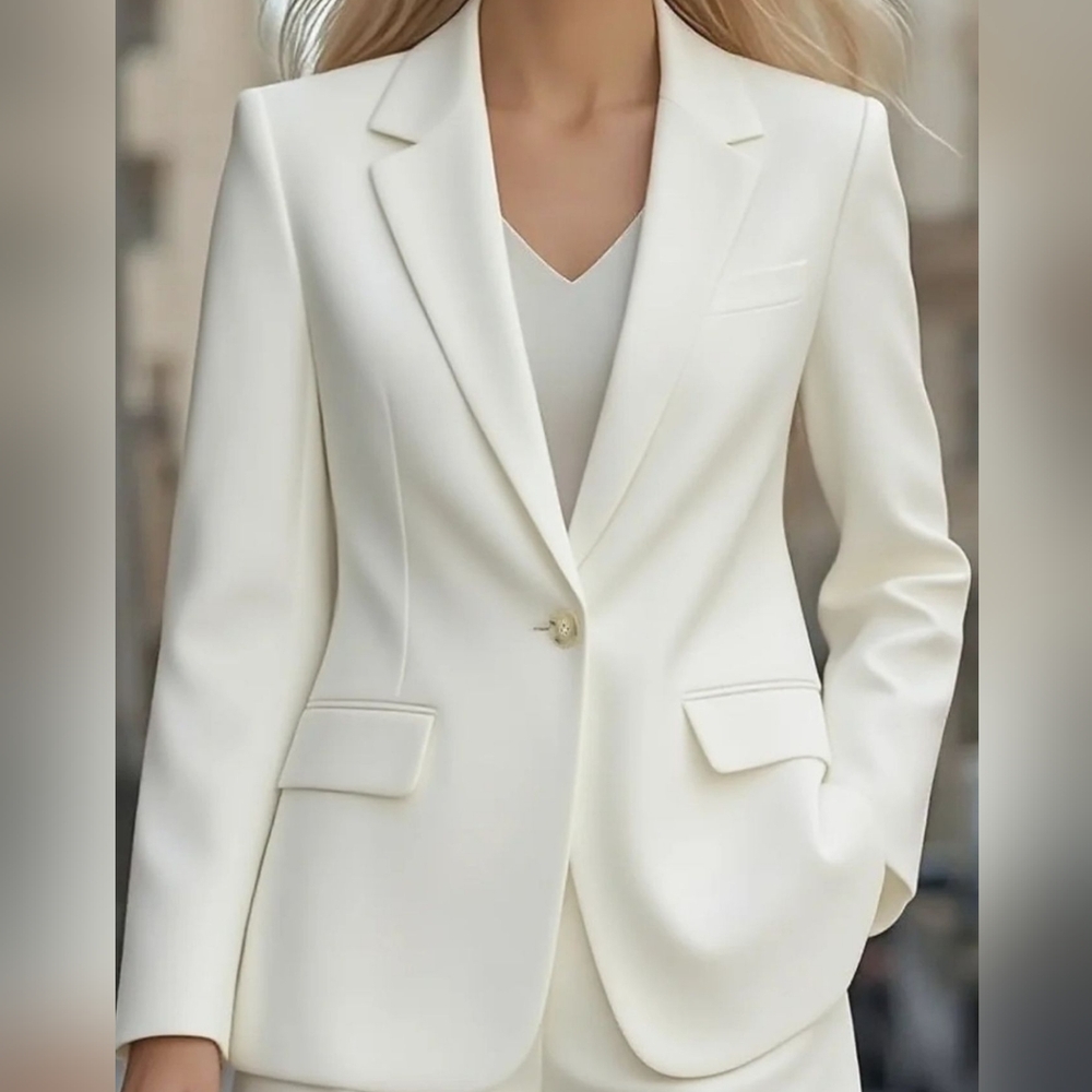 Stylish Ivory One Button Blazer